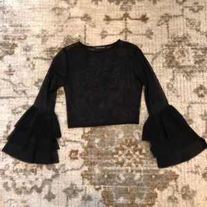 Mesh Top With Layered Bell Sleeves